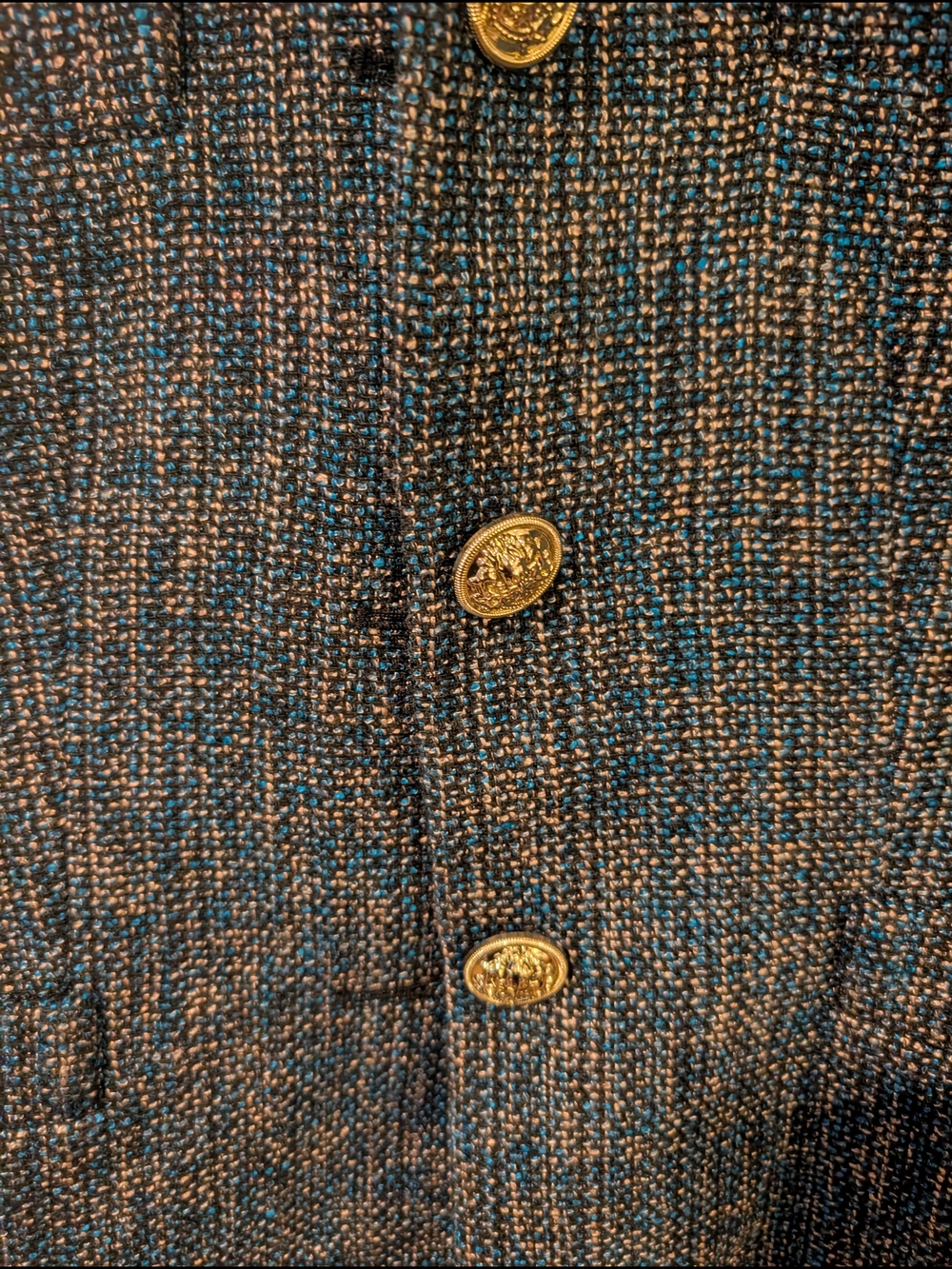 Kasper Navy & Gold Tweed Button Front Jacket - Picture 11 of 13